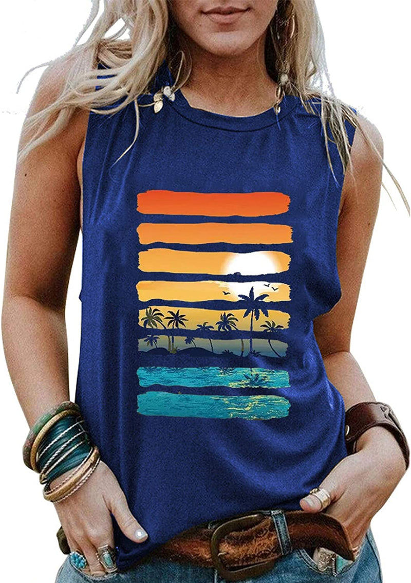 Débardeur graphique Sunshine Sunset Lake Beach pour femmes
