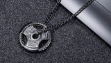 Men's Fitness Jewelry Dumbbell Charm Sport Barbell Pendant Biker Box Chain Necklace Stainless Steel Necklace