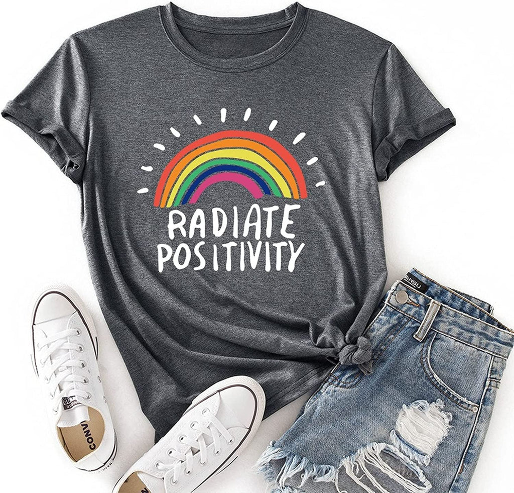 Women Radiate Positivity T-Shirt Rainbow Gift Shirt