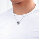 NEHZUS Pendentif à fermoir à trois anneaux tricolore à la mode et simple pour hommes et femmes en acier au titane avec collier de couple personnalisé en diamant