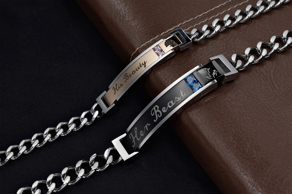 NEHZUS Bracelets de couple pour elle et lui en acier inoxydable assortis pour anniversaire