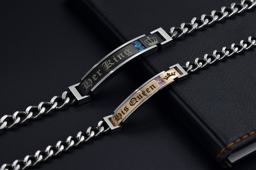 NEHZUS Bracelets de couple pour elle et lui en acier inoxydable assortis pour anniversaire