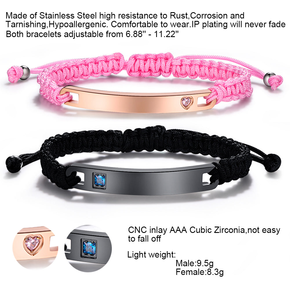 NEHZUS Couples Bracelets ID Nom Bracelet Personnalisé Bracelet Personnaliser Graver Bracelet