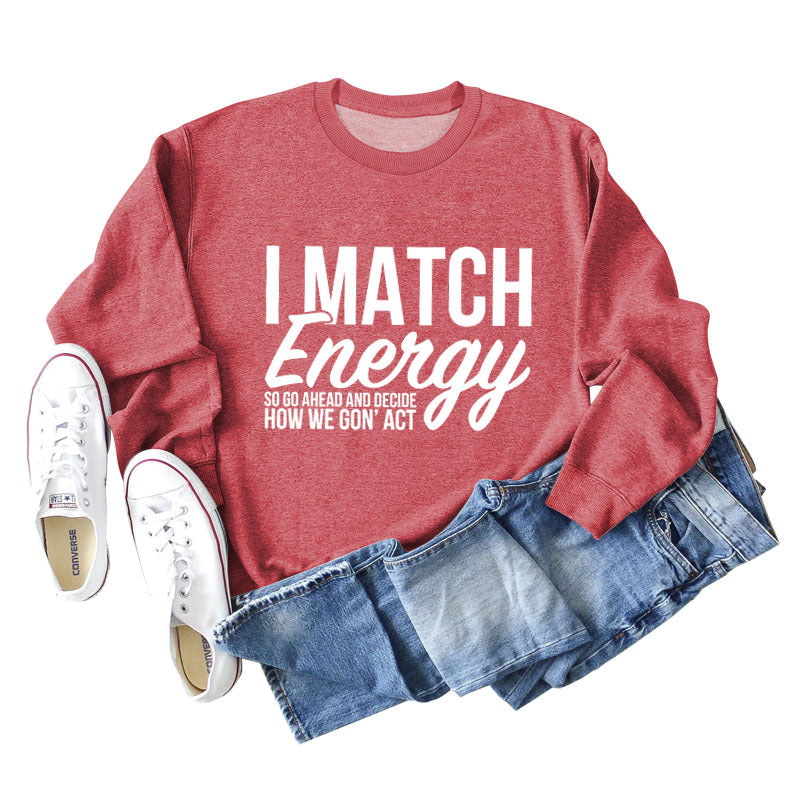 I Match Energy Damen-Sweatshirt mit Rundhalsausschnitt und langen Ärmeln