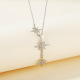 Nehzus JewelryTemperament Versatile Octagonal Star Tassel Inlaid Zircon Copper Clavicle Chain Tide