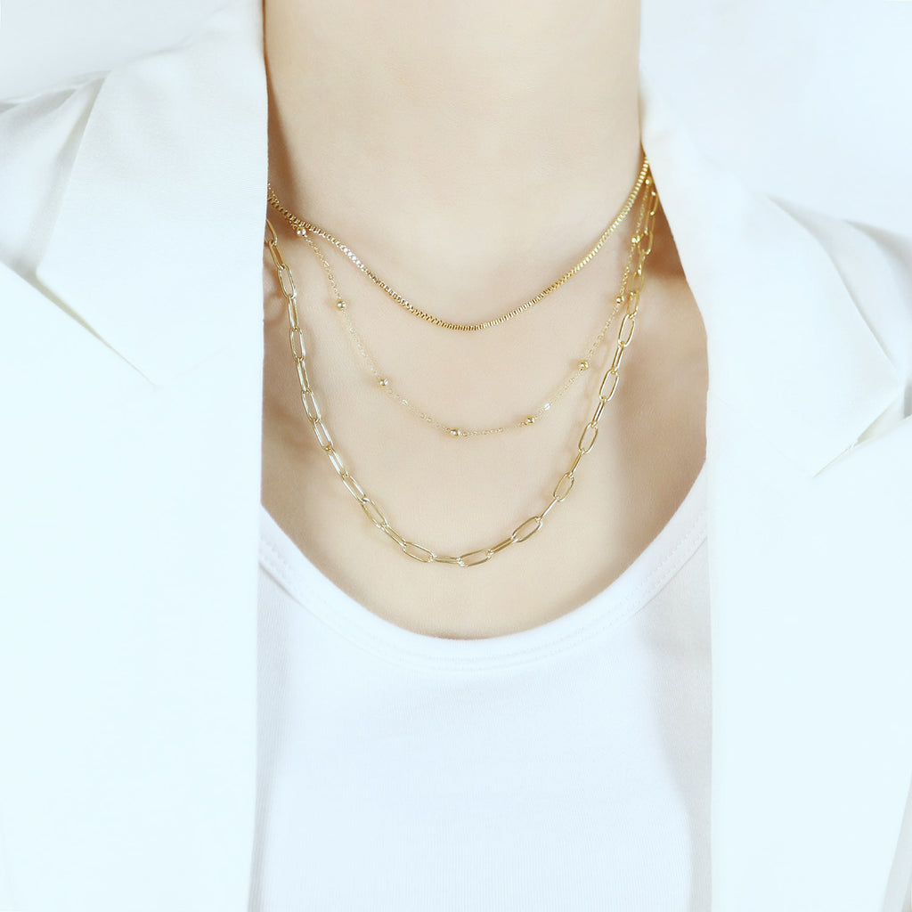 NEHZUS Double couche Hip Hop titane acier collier pour femmes en acier inoxydable clavicule chaîne colliers