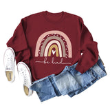 Be Kind – Großer Pullover für Damen mit Rundhalsausschnitt und langen Ärmeln und Regenbogen-Print