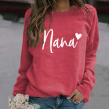 Sweatshirt mit Rundhalsausschnitt und Buchstabendruck (Nana) und langen Ärmeln, lockere Passform, Übergröße