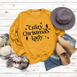 Round Neck Letter Tops Long Sleeve Crazy Christmas Women's Sweatshirt