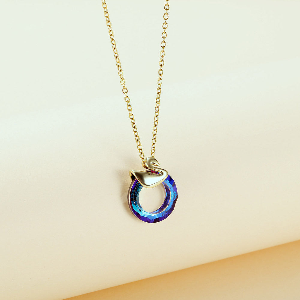 NEHZUS – bijoux en cristal coloré, bague pendante, Design créatif, pendentif cygne en cuivre, chaîne de clavicule Netflix pour femmes