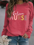 Sweat-shirt décontracté à imprimé lettre Future Nurse pour femmes