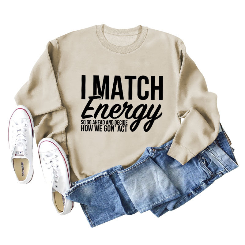 I Match Energy Damen-Sweatshirt mit Rundhalsausschnitt und langen Ärmeln