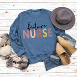 Sweat-shirt décontracté à imprimé lettre Future Nurse pour femmes