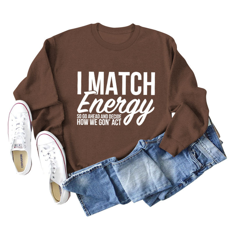 I Match Energy Damen-Sweatshirt mit Rundhalsausschnitt und langen Ärmeln