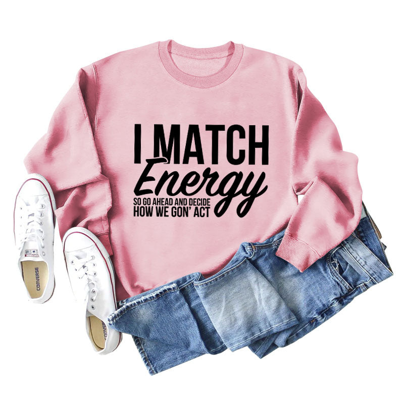 I Match Energy Damen-Sweatshirt mit Rundhalsausschnitt und langen Ärmeln