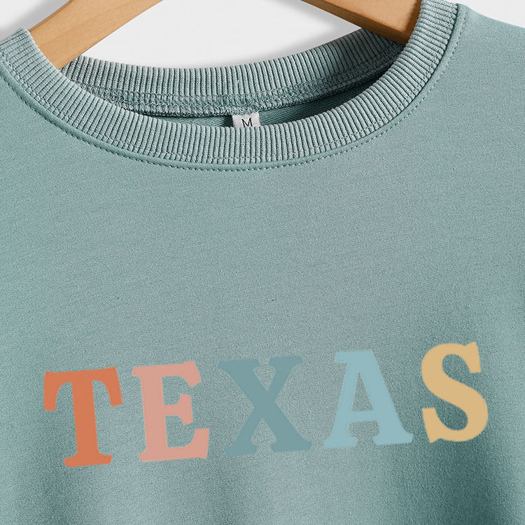 TEXAS Brief Druck Modische Herbst Winter Rundhals Langarm Lose Oversize Pullover