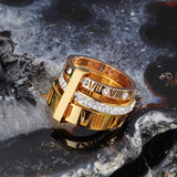Diamond set Roman monogram ring for women