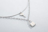 Collier pendentif clé et serrure, bijoux en acier inoxydable pour femmes