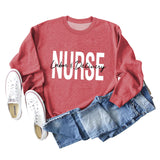Krankenschwester Wehen Lieferung Rundhals Buchstabendruck Locker Großer Langarmpullover