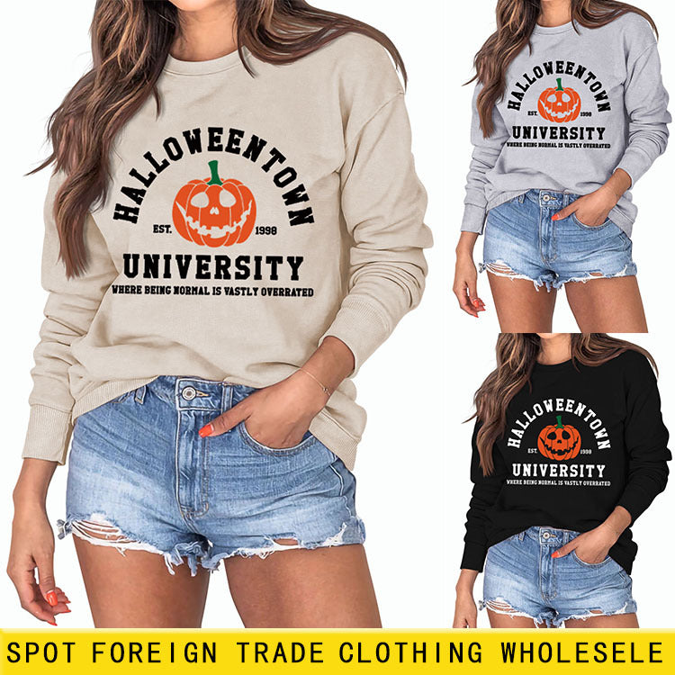 HALLOWEENTOWN Mode Damen Rundhalsausschnitt Bottoming Herbst und Winter Langarm Damen Pullover