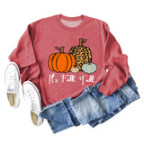 It's Fall Y'all Leopard Print Letter Print Round Neck Loose Fashion Long Sleeve Sweater