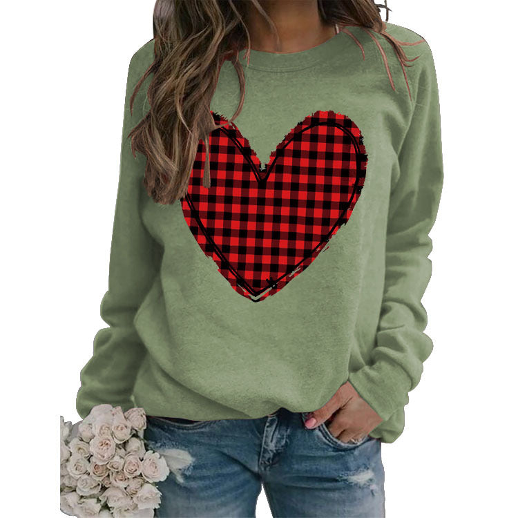Pull à carreaux imprimé amour pour femme, pour la Saint-Valentin, automne et hiver