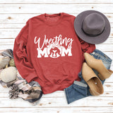 Großer Langarm-Pullover mit Wrestling-Mom-Buchstaben und Rundhalsausschnitt