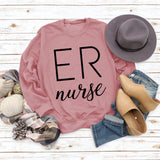 ER Nurse Round Neck Fashion Letter Tops Long Sleeve Women's Print Loose Sweatshirt