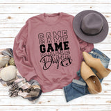 GAME DAY Baseball Letter Round Neck Loose Printing Long Sleeve Leisure Large Size Sweater Girl