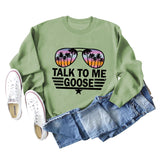 TALK TO ME GOOSE Lockerer Pullover mit Buchstabenmuster und langen Ärmeln und Rundhalsausschnitt