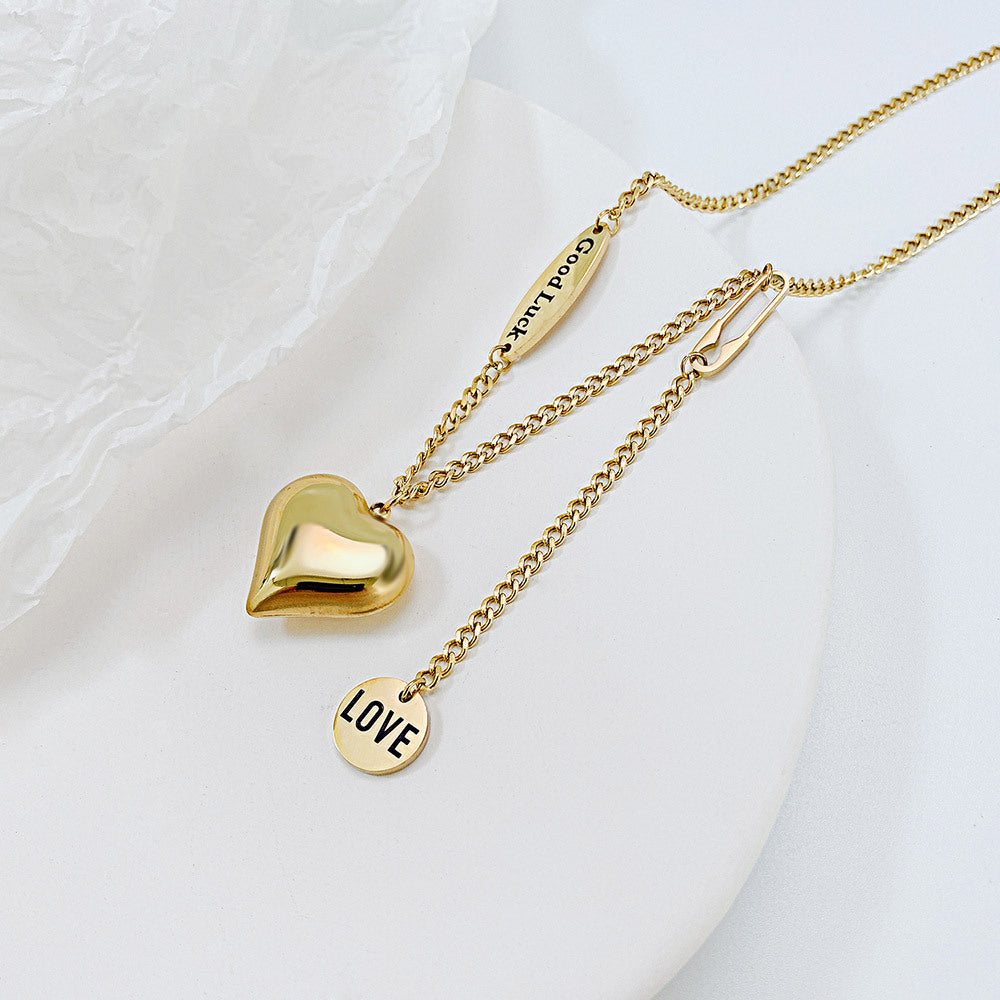 Simple and Versatile Personalised Love Chain Tassel Necklace In Titanium Steel