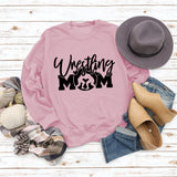 Großer Langarm-Pullover mit Wrestling-Mom-Buchstaben und Rundhalsausschnitt