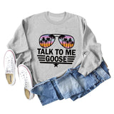 TALK TO ME GOOSE Lockerer Pullover mit Buchstabenmuster und langen Ärmeln und Rundhalsausschnitt