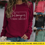 Plus fort que le Cancer lettre mode col rond grand pull à manches longues fille