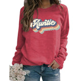Auntie Letters Loose Bottoming Round Neck Fashion Ladies Long Sleeve Sweater