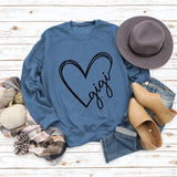 Gigi Heart Letter Printed Rundhalspullover mit lockerem Schnitt und langen Ärmeln