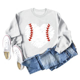 Love Baseball Print Rundhals Großer lässiger Langarm-Damenpullover