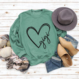 Gigi Heart Letter Printed Rundhalspullover mit lockerem Schnitt und langen Ärmeln