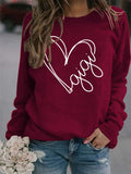 Herbst und Winter Damen Top Buchstabe Gigi Herz Print Langarm Sweatshirt