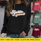 Auntie Letters Loose Bottoming Round Neck Fashion Ladies Long Sleeve Sweater
