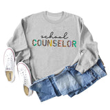 SCHOOL COUNSELOR Pullover für Mädchen mit Leoparden-/Buchstabendruck, Rundhalsausschnitt, lockerer Langarm, Übergröße