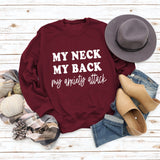 MY NECK MY BACK Fashion Round Neck Large Size Women Long-sleeved Printed Sweater