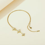 Nehzus JewelryTemperament Versatile Octagonal Star Tassel Inlaid Zircon Copper Clavicle Chain Tide