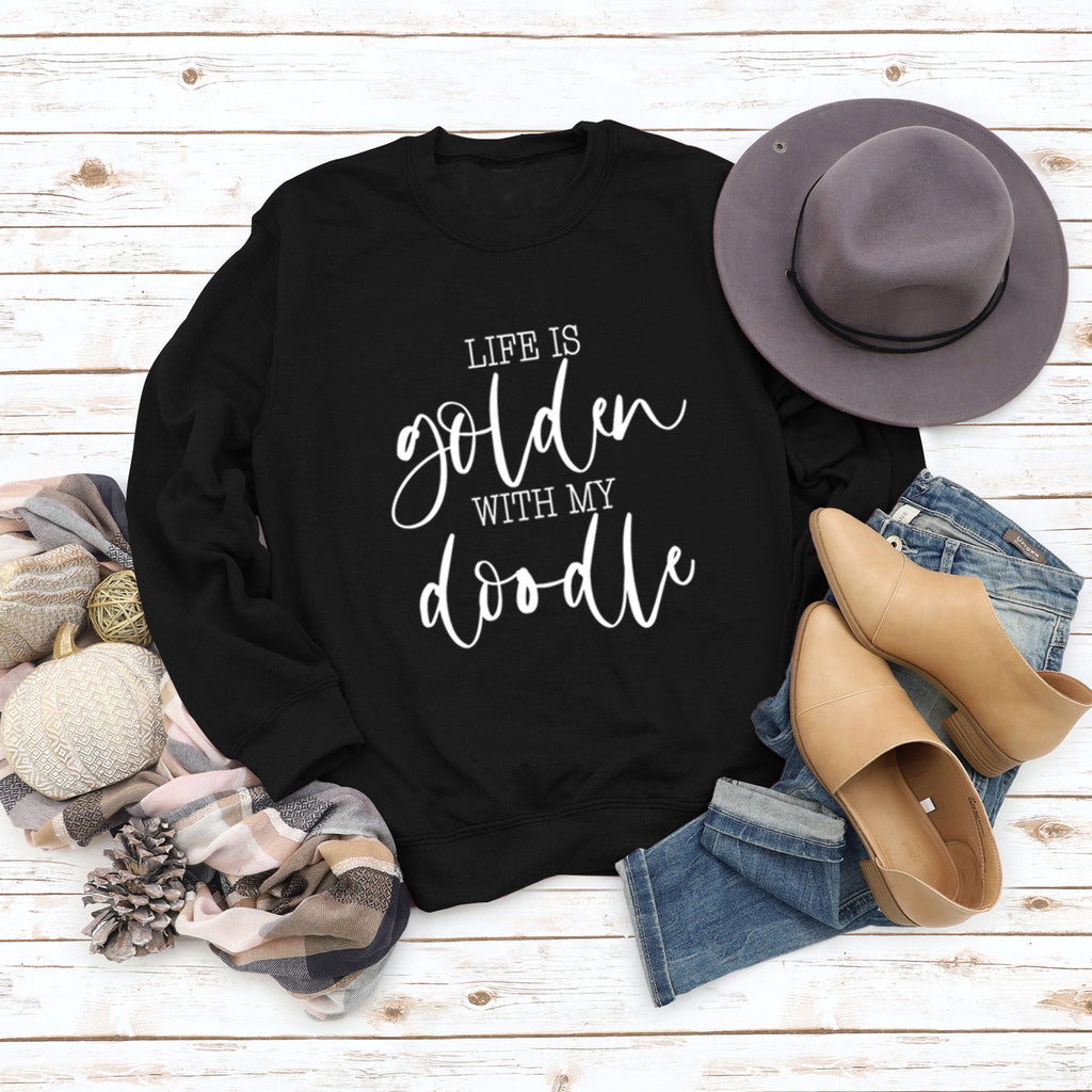 LIFE IS Golden Letter Print Sweatshirt