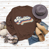 Auntie Letters Loose Bottoming Round Neck Fashion Ladies Long Sleeve Sweater