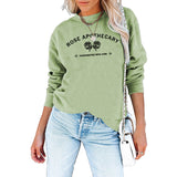 Rose Apothecary Casual Brief Rundhals Langarm Pullover Lose Mode Bodenbildung Mantel Top Weibliche