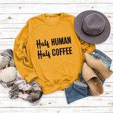 Half Human Half Coffee Round Neck Loose Long-sleeved Large Size Sweater