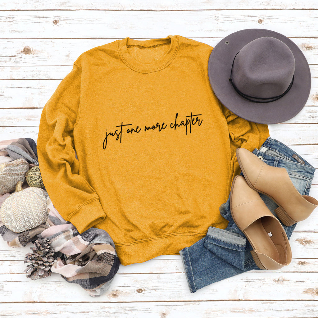 Just One More Letters Round Neck Sweater Female Large Size Long Sleeve