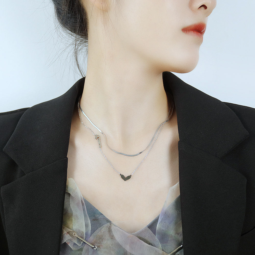 NEHZUS – pendentif d'amour classique et créatif, avec Double couche en acier inoxydable, nouveau collier pour dames