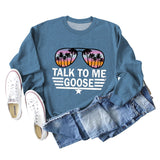 TALK TO ME GOOSE Lockerer Pullover mit Buchstabenmuster und langen Ärmeln und Rundhalsausschnitt